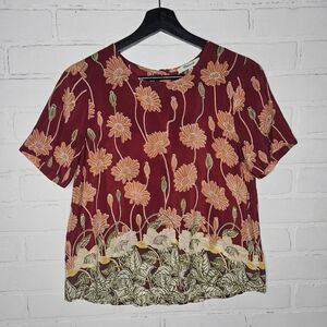 Madewell Silk Floral Button Back Short Sleeve Shirt